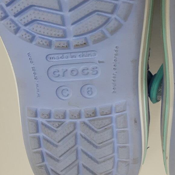 Crocs Bayaband Crocband Sandals Kids 6 Purple Adjustable Hook & Loop Close Girls - Picture 8 of 8